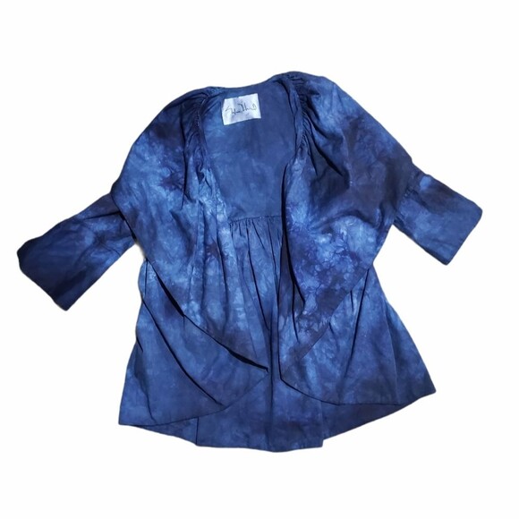 Sylvia Heisel Blue TieDye Open Front Jacket - 10 - Picture 6 of 12